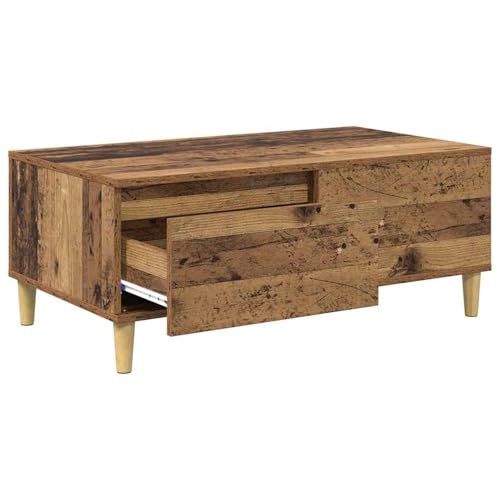 Table basse avec tiroirs en bois recyclé au design authentique