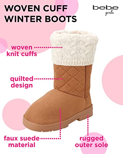 bebe Girls' Winter Boots - Quilted Woven Knit Winter Boots with Turn Cuff Sock Lining (Toddler/Girl)2