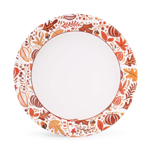 Image of Glad Disposable Paper Plates, Happy Fall Design, 10 Inch, 50 Count, 6-Pack