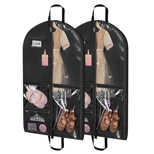Univivi 40 Inch Hanging Dance Costume Bags for Dancers, Black, 2 Pack