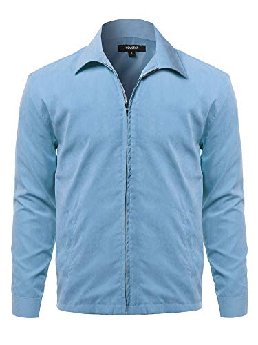 Solid Classic Golf Long Sleeves Zipper Closure Thin Layer Jacket Blue L