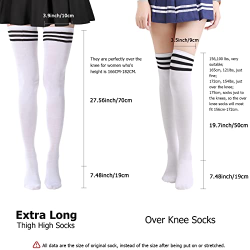 Image of DRESHOW Extra Long Thigh High Socks Striped Over Knee Socks for Women