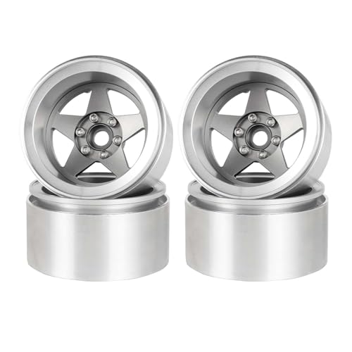 LAFEINA Aluminum 2.2" Beadlock Wheel Offset -10mm Metal Rims for SCX10 RR10 TRX4 VS4-10 Gen8 1/10 RC Crawler Car Upgrade Parts (5-Spoke, Gray)