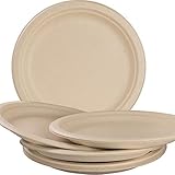 Pro-Grade, Biodegradable 10 Inch Plates. Bulk 200 Pack Great for Lunch, Dinner Parties and Potlucks. Disposable, Compostable Wheatstraw Paper Alternative. Sturdy, Soakproof and Microwave Safe
