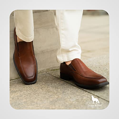 Drake & Wolf Mens Loafers Shoes - Mens Dress Shoes - Classic Microfiber Leather Loafers For Men Casual Dress Shoes - Comfortable Slip On Dress Shoes For Men - Formal Shoes Dark Brown #TOP7
