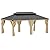 Garvee 12x20 ft Hardtop Gazebo with Nettings and Curtains, Wood Grain Heavy Duty Double Roof Galvanized Steel Outdoor Combined of Vertical Stripes Roof for Patio, Backyard, Deck, Lawns, Khaki