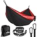 CLUSAZ Hamac Double Parachute 300 x 200cm en Nylon Diamant Anti-Déchirure - Inclus 2 Sangles de Suspension de 2.5m et 10 Boucles de Fixation - Garantie 10 Ans (Double, Noir & Rouge)