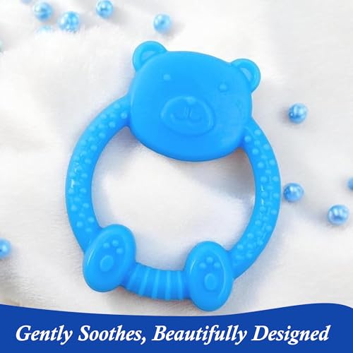 Image of MamaLaps Soft Silicone Baby Teether, Silicone BPA Free Teethers for Newborn Infant, Teething Toy for Babies with Textured Surface for Soothing Gums (Pack of 2, Teddy)