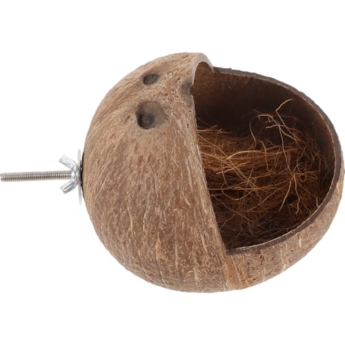 Kisangel Coconut Shell Nest Coconuts Parrot House Bird Nests for Cages Bird Bed for Cage Crafted Parrot Nest Breeding Nest Decorative Bird House Sleeping Bird Bed Outdoor Bird House