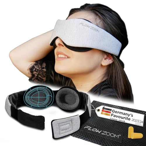 FLOWZOOM Sömnmask för sidosovare | Ögonmask för män och kvinnor | Sömnglasögon med mjukt brett elastiskt band