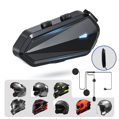 YYTFY Bluetooth Helmet Headphones-Ultra-Thin Wireless Speakers for Motorcycle/Cycling/Skiing/Auto-Answer,Motorcycle Bluetooth Headset EQ Sound Effects/80H Playtime/IP67 Waterproof/FM Audio