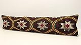 Kilimwarehouse Handmade King Size Kilim Pillow Cover 12x47 inch (30x120 cm) Unique Lumbar Flaming Kilim Pillow Cover Bedding Pillow Kilim Oblong Cushion Cover