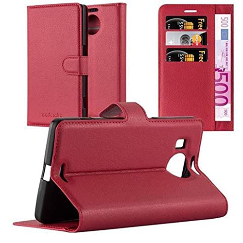 cadorabo Coque pour Nokia Lumia 950 XL en Rouge Cerise - Housse Protection avec Fermoire Magnétique, Stand Horizontal et Fente Carte - Portefeuille Etui Poche Folio Case Cover