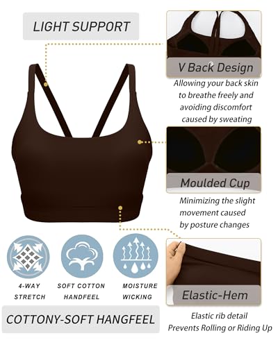 Image of RUNNING GIRL Sports Bras for Women,Light Impact Molded Cup Strap Sports Bra with Sewn in Pads,Best for A-C Cup