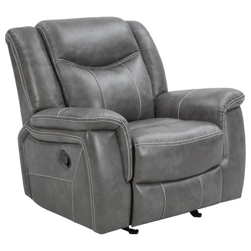 Sillón reclinable de cuero sintético gris Conrad