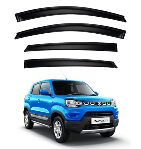 Image of Premium Smoke Car Door Visor Front+Rear Sun /Rain Guard Outside Mount Tape-On Window Visors Compatible with Suzuki S-Presso (2025-2026)