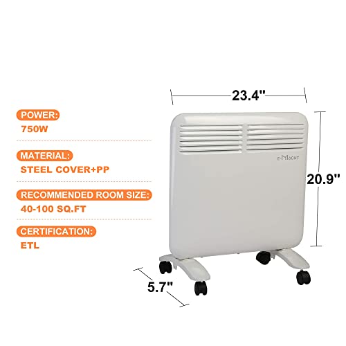 Vilobos Electric Space Heater, Portable Convection Heater With Adjustable Thermostat Freestanding/Wall Mounted W/ Digital Display 24H Timer, Wheels, No Light, Quiet, Overheat Protection, 750W Garage Heater #TOP3