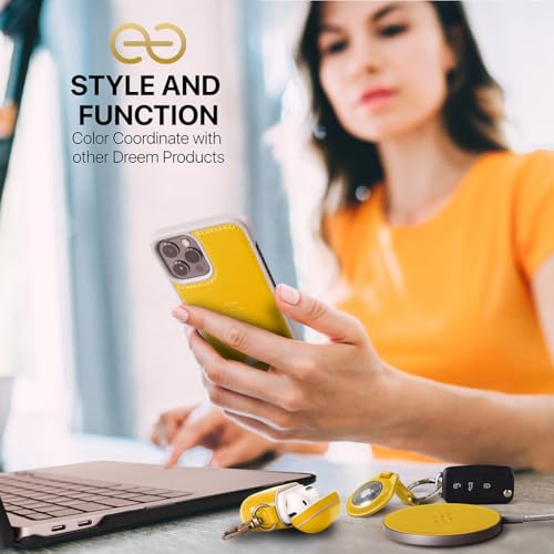 Image of dreem Fibonacci Compatible with iPhone 14 Pro Max Wallet case / 2-in-1 Shockproof case and Detachable Vegan Leather Folio, MagSafe Compatible, RFID Protection [Yellow]