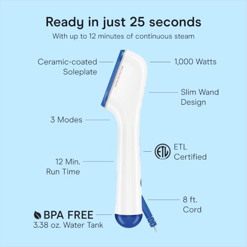 Conair Clothes Steamer, 2-in-1 Travel Steamer & Iron, Anti-Drip, White/Blue - image 4