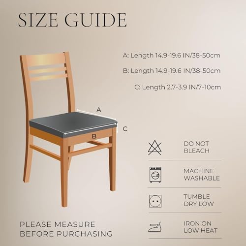 Image of SearchI Stretch Dining Chair Seat Covers Set of 4, Soft Removable Washable Seat Covers for Dining Chairs, Dining Room Seat Cover Protector (Rear-Covered, Waffle Jacquard Taupe)