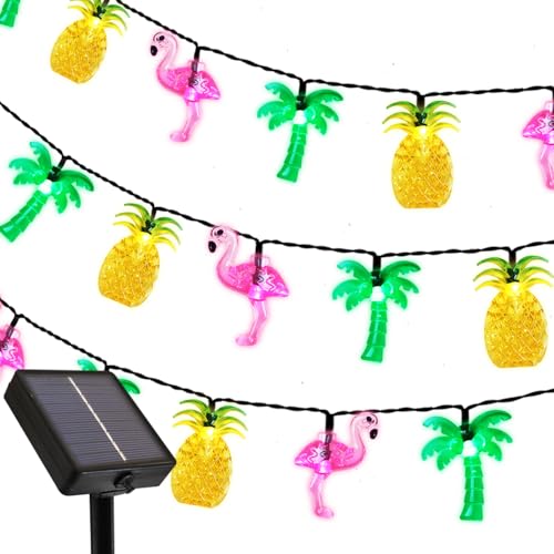 Curyidy Summer Tropical Party Decorations Hawaiian String Lights, 30LED Flamingo Pineapple Palm Tree...