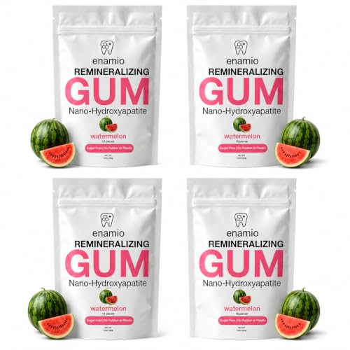 Image of Enamio Remineralizing Gum, Nano Hydroxyapatite Gum, Xylitol Gum Watermelon 4 Pack