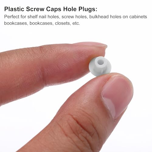 Image of MECCANIXITY 100pcs Plastic Hole Plugs, 5mm (3 /16 Inch) Light Grey Screw Caps Cover Snap in Locking Round Button Top Shelf Plugs for Cabinet Cupboard Bookcase License Plate Furniture