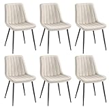 SONGMICS Esszimmerstuhl 6er Set, Küchenstuhl, Polsterstuhl, bis 120 kg belastbar, Stahlbeine, Gebogene Rückenlehne, für Esszimmer, Küche, cappuccinobeige-tintenschwarz LDC090LH01-3J