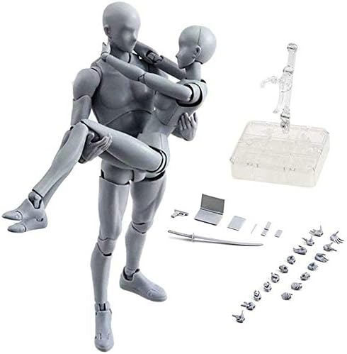 Action Figures Body Kun & Body-Chan DX PVC Model SHF(Grey Color) with Box Drawing Figure Models for Artists(Female+Male)
