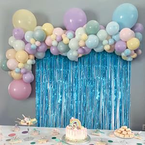 Rideaux en guirlande bleu sarcelle métallisé de 1 m x 2,5 m