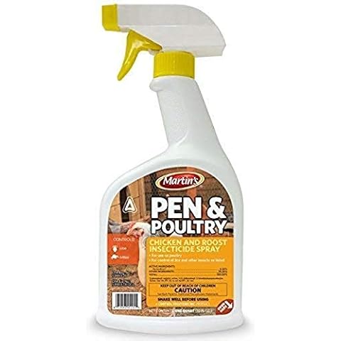 MARTIN'S Pen Poultry Insecticide Spray 32oz Quart, White Bottle Cover