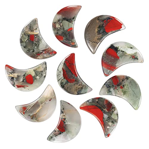 Nupuyai 4pcs Moon Shape Africa Bloodstone Crystal Palm Pocket Worry Stone Set - Image 3