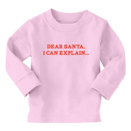 Festive Threads Dear Santa I Can Explain Toddler Long Sleeve T-Shirt (Pink, 5/6T)