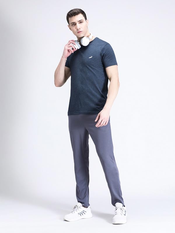 Image of CROCODILE Men Solid Regular Fit Track Pant | Mid Rise | Drawstring Waist | Regular Length | Casual Sports Lounge Bottomwear Jet Black