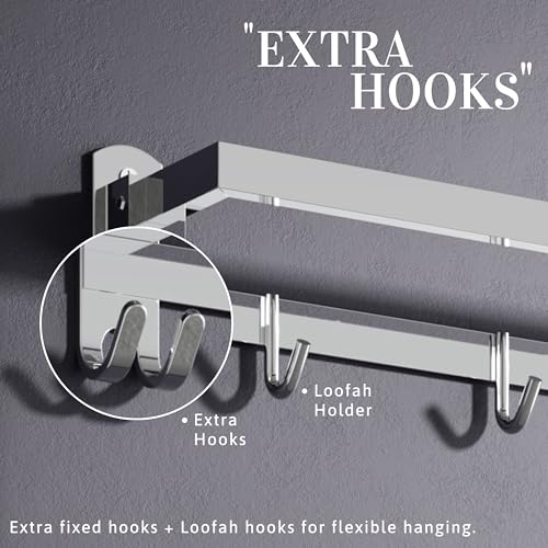 Image of Gloxy Premium Folding Towel Rod for Bathroom Combo Pack of 3-24 Inch Chrome Finish Stainless Steel Rust Proof Bathroom Hangers for Clothes - Home Decor Towel Holder in Bathroom Fittings Accessory
