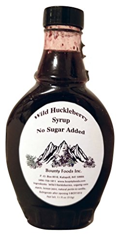 Montana Huckleberry Syrup No Sugar - Added 11 oz Real Fruit Grown & Hand Picked in the Wild from Bounty Foods for Coffee - Breakfast - Toppings - Pancakes - Cocktails - Gluten-Free (Hk NS 11oz)
