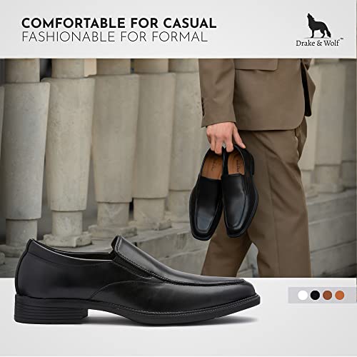 Drake & Wolf Mens Loafers Shoes - Mens Dress Shoes - Classic Manmade Microfiber Leather Loafers For Men Casual Dress Shoes - Comfortable Slip On Dress Shoes For Men - Formal Shoes Black #TOP3