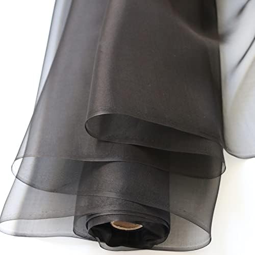 100cm*114cm Black Mulberry Silk Organza Fabric Fashion Lining Material