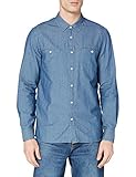 kent mustang shop Kentkragen und Knopfleiste MUSTANG Herren Casper Denim Pique Hemd, blau, XXL