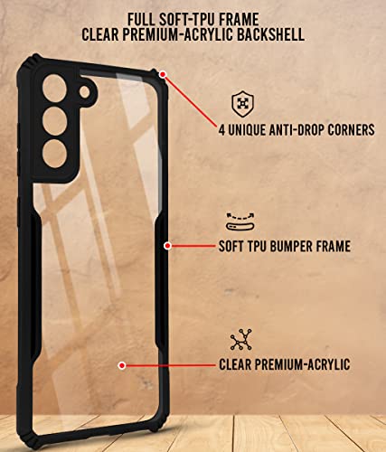 Image of Jkobi Back Cover Case for Samsung Galaxy S21+ 5G | S21 Plus 5G (Crystal Glass Back | Camera Protection | Shockproof Bumpers | Professional Black)