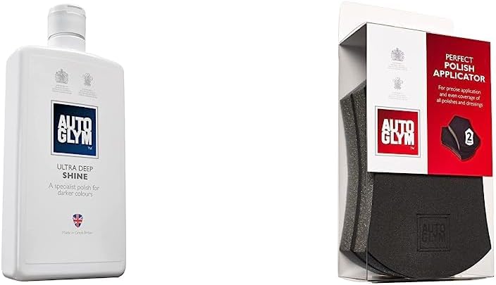 Autoglym UDS500 Ultra Deep Shine, 500ml & Perfect Polish Applicator - Specially Designed Car Polish Applicator Pads with Point and Straight Edges For Precise Application, Pack of 2