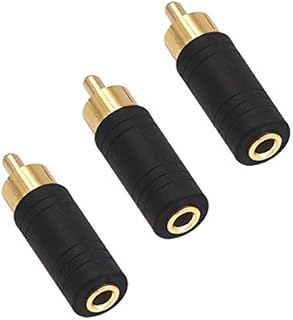 VCE 3 Piece Audio Adaptor RCA Male to 3.5 mm Jack Female Mono RCA to Jack 3.5 mm Adaptor Gold-Plated