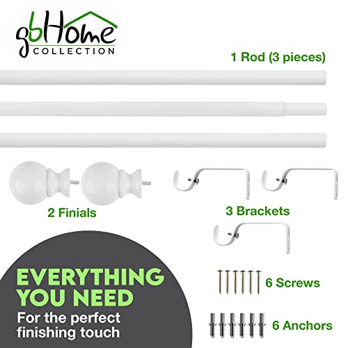 Seraphic Felicity Curtain Rod, 72-144 In Adjustable Length, 1 Inch Rod, White, For Heavy Curtains, Metal Window Treatment, Hanging Drapery Rod W/Extending Pole, 6-12 Feet #TOP3