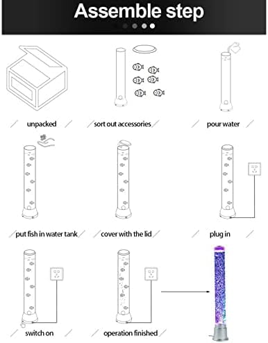 Lámpara de Pie Pez Burbuja 3,3 Pies, Lámpara de Lava con Tubo de Agua para Acuario Falso, Luz Nocturna LED USB 7 Colores, Regalo para Niños y Adultos, TDAH, Autismo