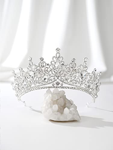 Sweetv Wedding Tiara For Bride, Silver Tiara Crown For Women, Princess Crown Dress Up Diadem, Crystal Costume Hair Accessories For Prom Quinceanera Birthday Pageant Halloween #TOP5