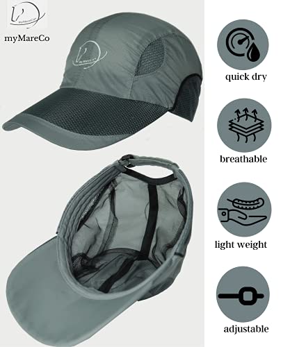 Mymareco Quick Dry Sports Hat Unisex Light Breathable Unstructured Foldable Low-Profile, Running, Riding, Fishing Outdoor Cap (Black, Small-Medium) #TOP1
