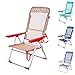 Creaciones Llopis Silla de Playa Alta Reclinable Convertible en Tumbona 4 Colores Disponibles (Crema Rojo)