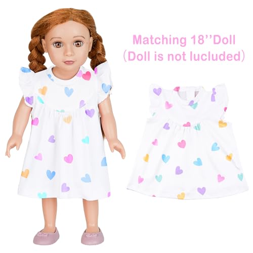 ICOSY Matching Doll & Girls Nightgowns Clothes Girls Pajamas Sleepwear Outfit for Kids and American 18" Girl Doll4