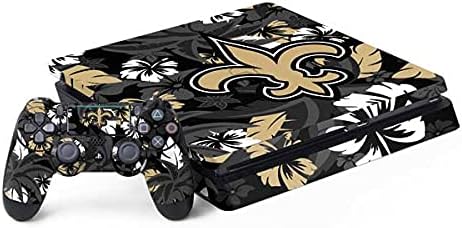 Skinit Decal Gaming Skin Compatible with PS4 Slim Bundle - Officially Licensed NFL New Orleans Saints Tropical Print Design