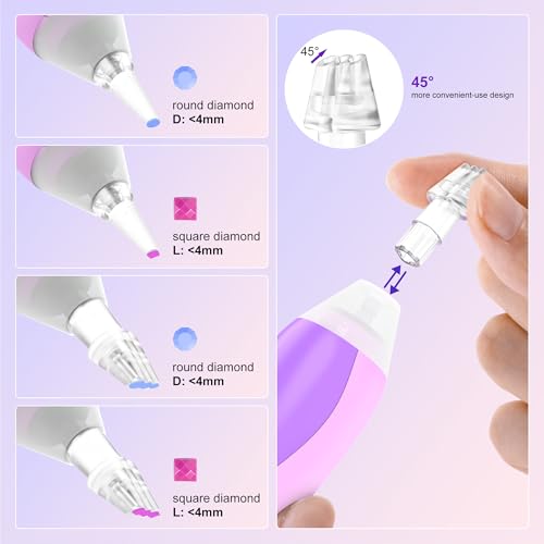 Image of PP OPOUNT Electric Diamond Painting Pen with Light, Wireless & Rechargeable Diamond Art Pens, 3 Brightness Levels, Quiet, Ergonomic Grip, Extra Single & Triple Tips - Diamond Art Kits for Adults
